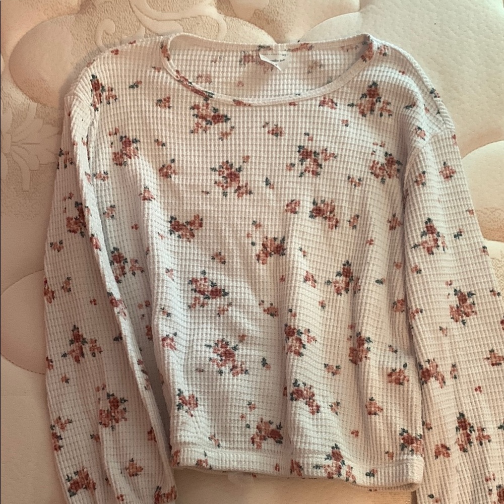 Abercrombie Kids Cream Ribbed Long Sleeve Blouse